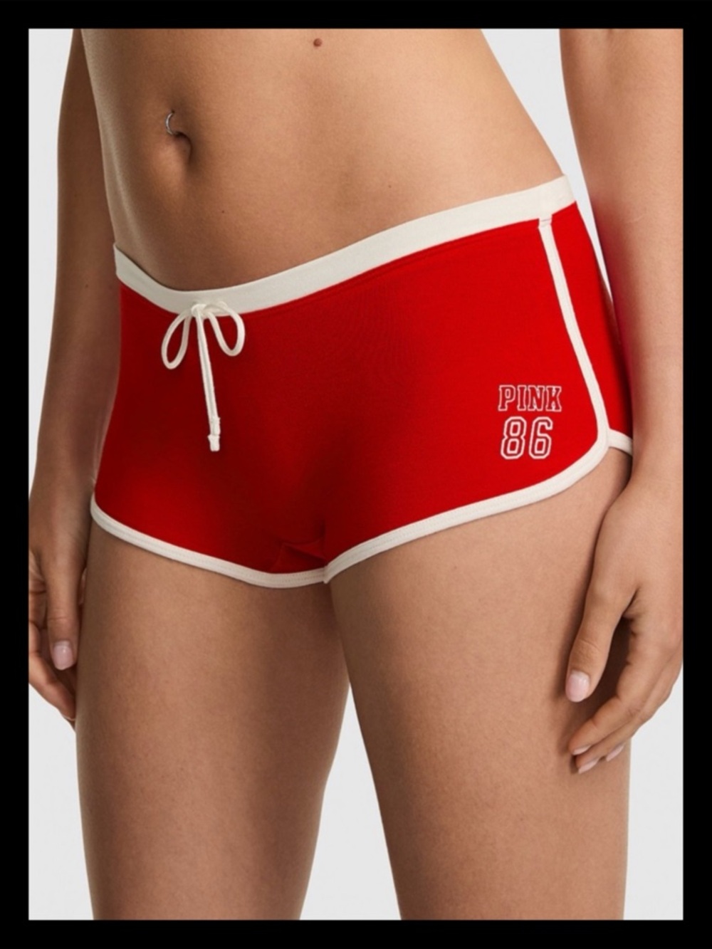 💕ⓅⒾⓃⓀ ⓋⓈ Bright Vermillion Red  PINK Graphic Cotton Dorm Boyshort Panties NWT💕